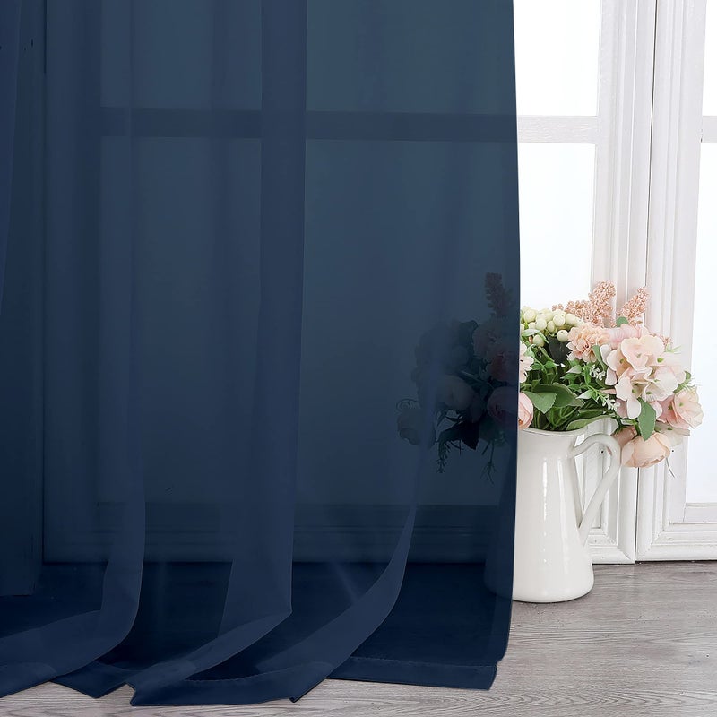 chyhomenyc navy navy shier scarf farevance for windows 216 inch adaor window charf stupes backdrop backdrop backdrop for wedder chraging/party/canopy bed/roame koom 2pc 18 ver - Image 5