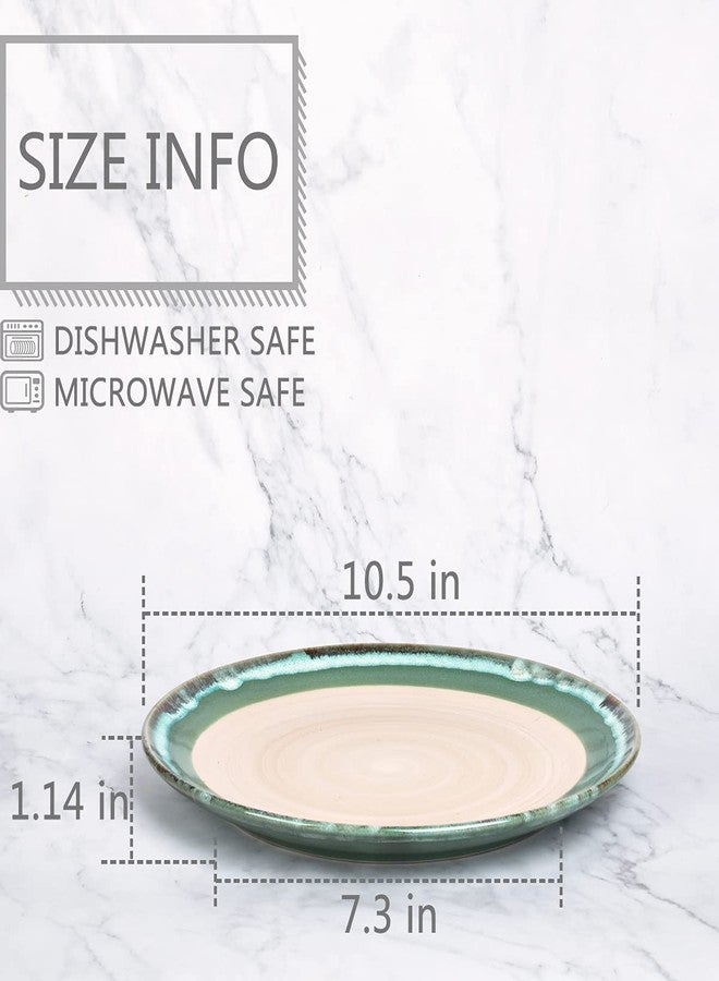 Bosmarlin Stoneware Dinner Plates, 10.5 inches, Set of 4 for Salad, Pasta, Dessert, Microwave and Dishwasher Safe (Green, 10.5 in) - Image 2