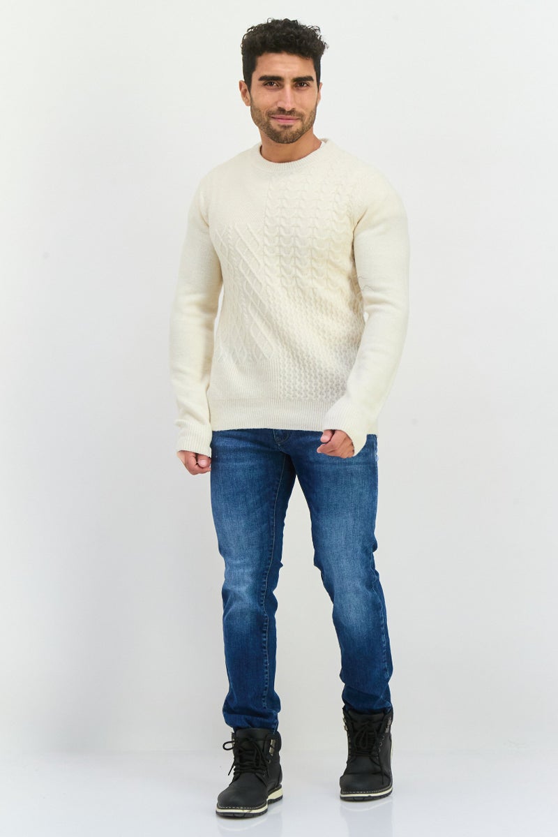 Thomas Sterling سويت شيرت رجالي بياقة دائرية محبوك، كريمي - Image 4