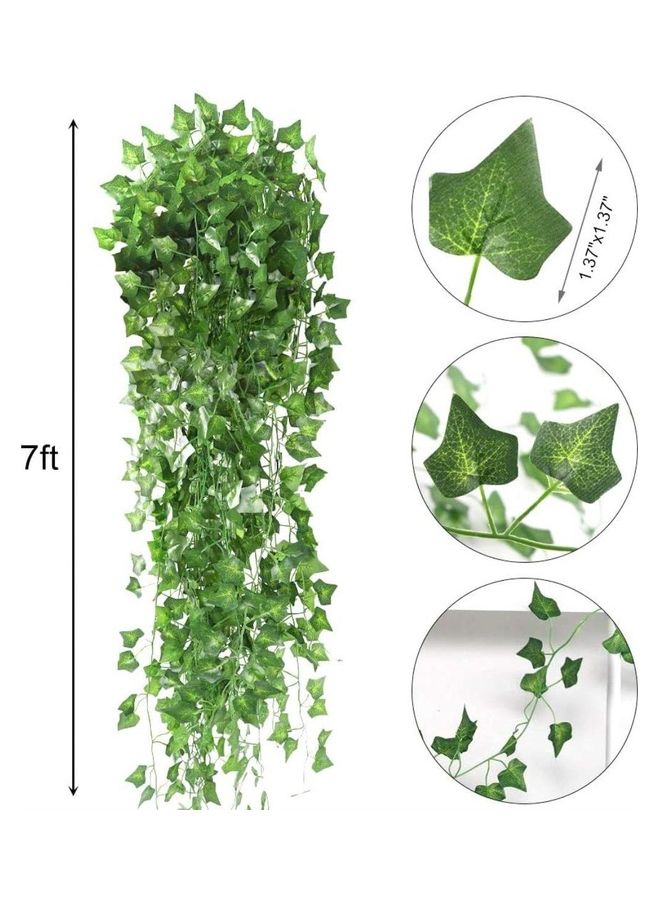 XiuWoo 2.20M Green Decorative Artificial Plant Vine, Long Green Leaf Garland for Home Decoration, Wall, Window, Balcony and Table Decor, Artificial Greenery Branch for Parties, Events and Interior & Outdoor Decoration, Pack of 12 Pieces - Image 2