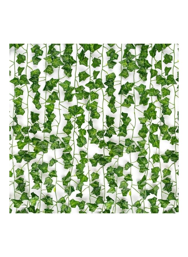 XiuWoo 2.20M Green Decorative Artificial Plant Vine, Long Green Leaf Garland for Home Decoration, Wall, Window, Balcony and Table Decor, Artificial Greenery Branch for Parties, Events and Interior & Outdoor Decoration, Pack of 12 Pieces - Image 1