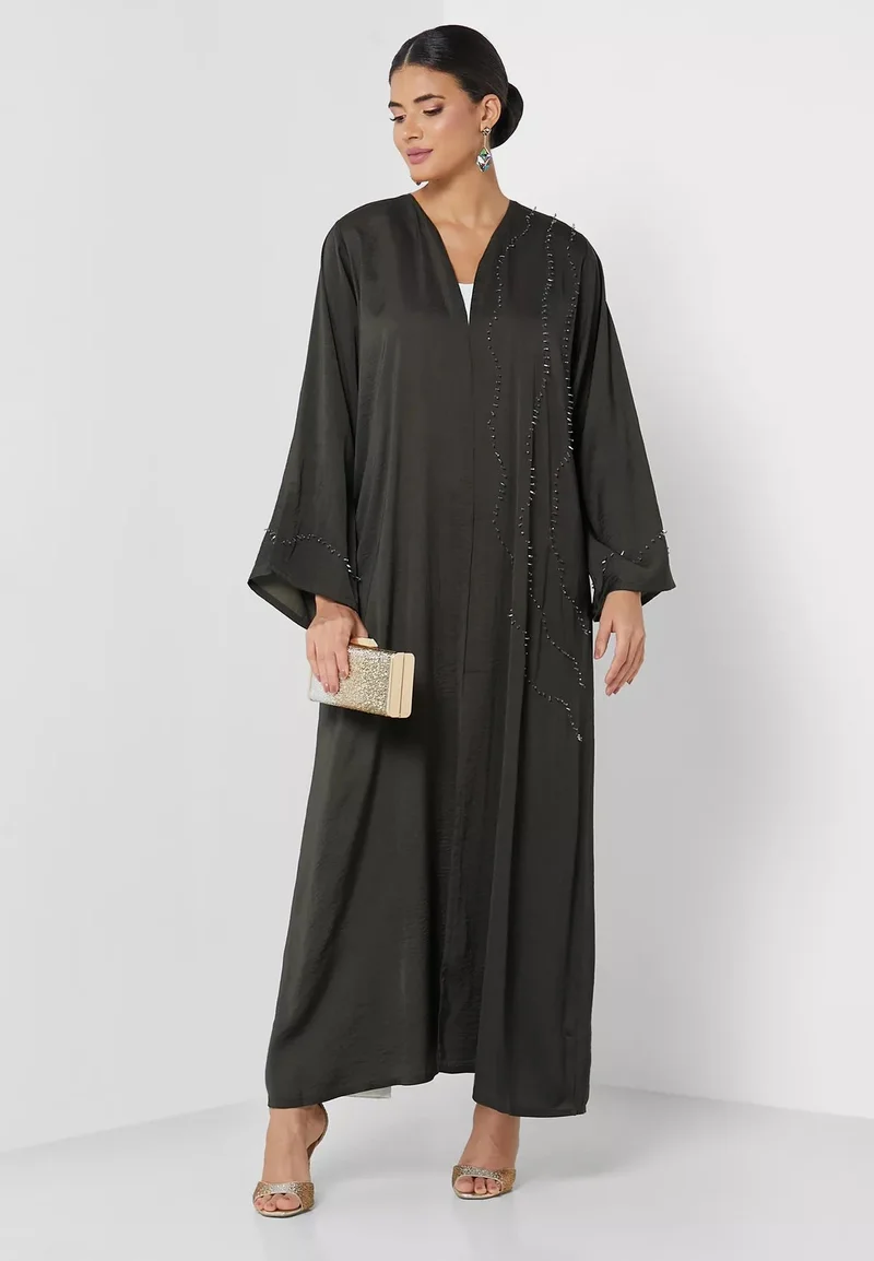 Moistreet  Flared Sleeve Open Abaya for Women | Best Price UAE