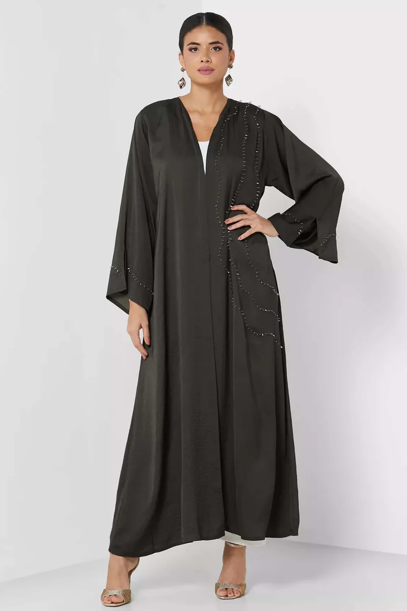 Moistreet Flared Sleeve Open Abaya