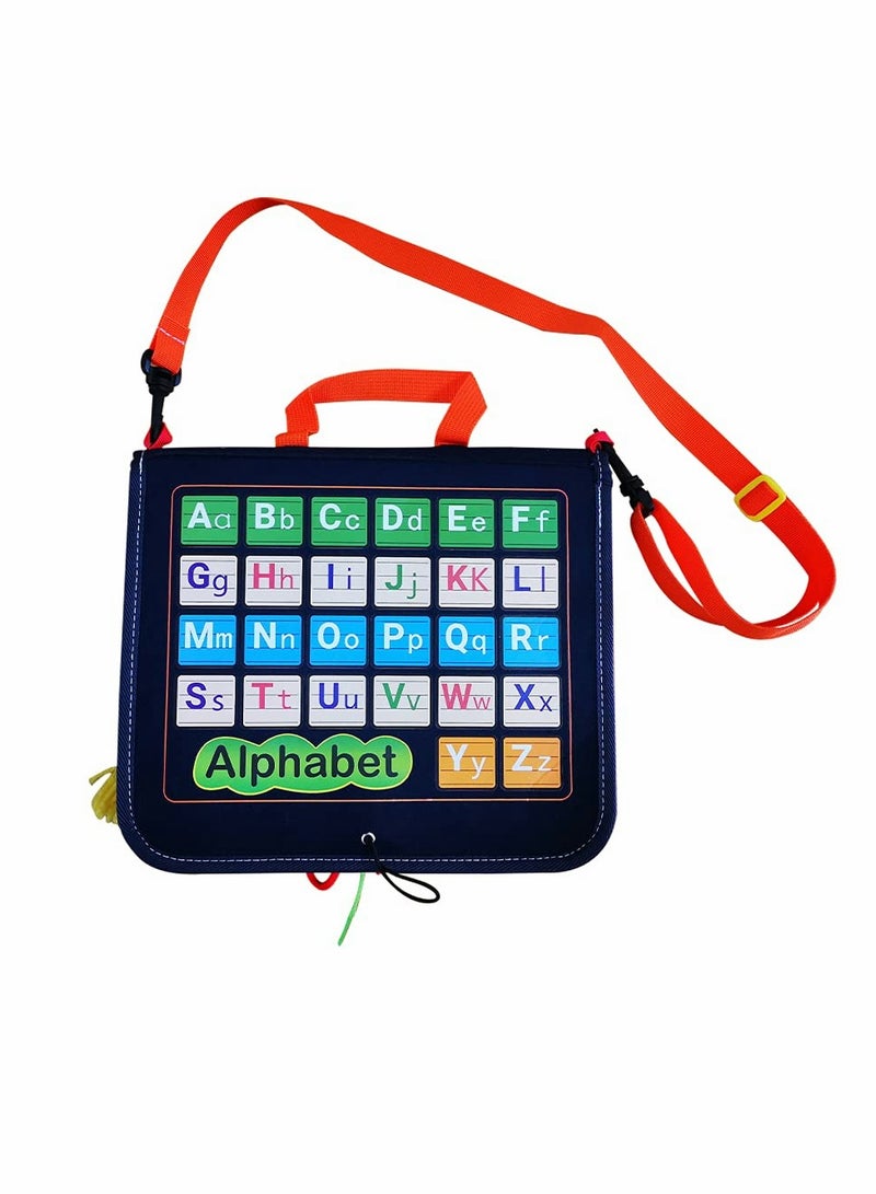 KASTWAVE KASTWAVE Montessori Toddler Busy Board, Sensory Travel Toy for Toddlers and Young Children 1-3 Years Old, Busy Book Bag, Learning to Dress Activity Toy with Alphabet for Kids  - Image 4