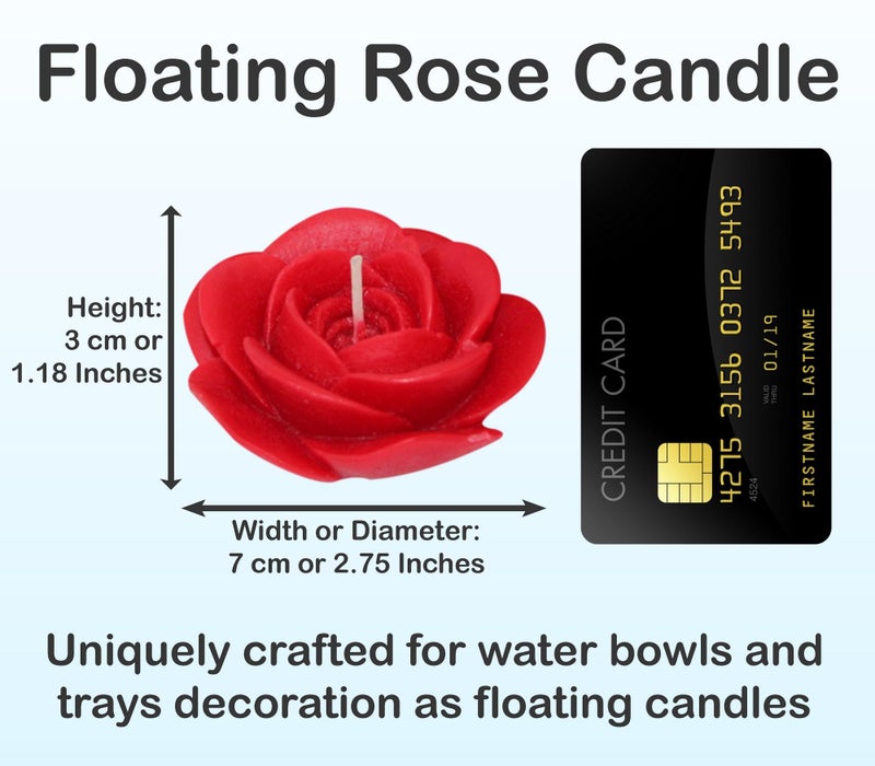 Shraddha Creation Wax Scented Floating Candles For Home Decor, Rose Fragrance, Flower Shape, Red Colour, Pack Of 8, 7 X 3 Cm - Image 2