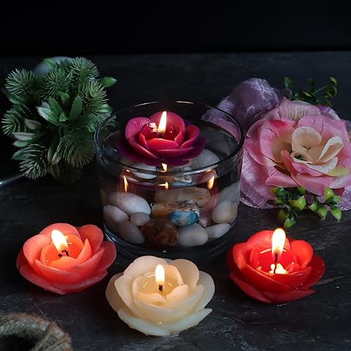 Shraddha Creation Wax Scented Floating Candles For Home Decor, Rose Fragrance, Flower Shape, Red Colour, Pack Of 8, 7 X 3 Cm - Image 5