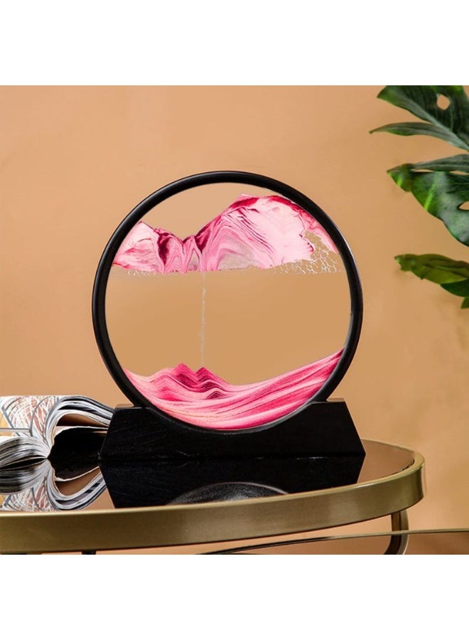 Flowing Sand Painting Moving Sand Art Picture Round Glass 3D Deep Sea Sandscape in Motion Display Flowing Sand Frame Home Office Desktop Decorations - Image 3
