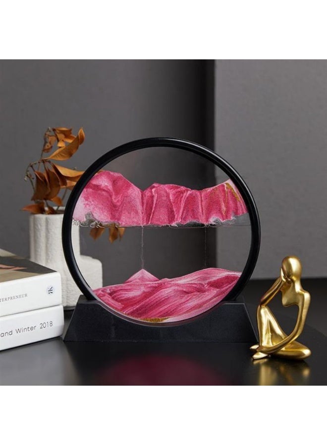 Flowing Sand Painting Moving Sand Art Picture Round Glass 3D Deep Sea Sandscape in Motion Display Flowing Sand Frame Home Office Desktop Decorations - Image 4