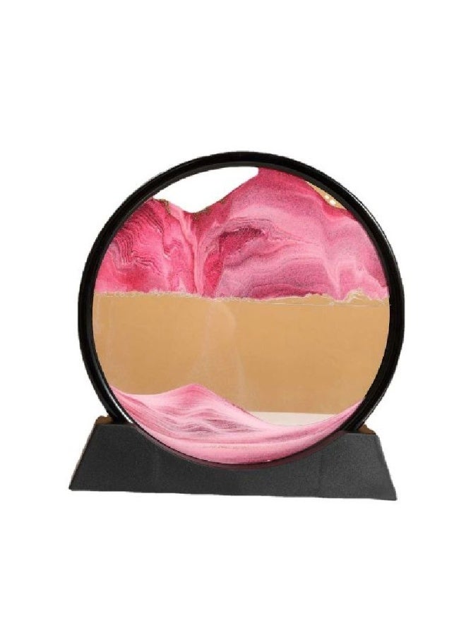 Flowing Sand Painting Moving Sand Art Picture Round Glass 3D Deep Sea Sandscape in Motion Display Flowing Sand Frame Home Office Desktop Decorations - Image 2