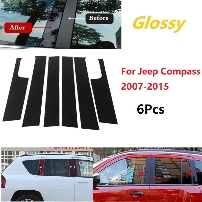 QASULER 6PCS Polished Pillar Posts for Jeep Compass - Image 3