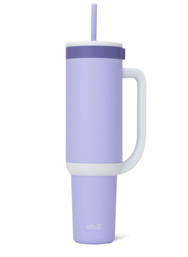Ello Oasis 40 oz Tumbler with Handle & Retracting Straw | Reusable Insulated Stainless Steel Cup 100% Leakproof, Gifts for Teens Women Men | Keeps cold for 20 Hours, Cup Holder Friendly, Twilight - Image 1