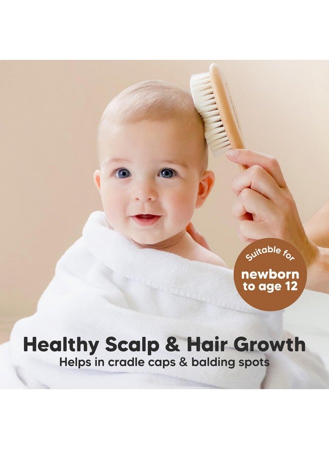 KeaBabies Baby Hair Brush - Baby Brush With Soft Goat Bristles, Cradle Cap Brush, Perfect Scalp Grooming Product For Infant, Toddler, Kids, Newborns, Baby Girls, Boys (Walnut, Oval) - Image 3