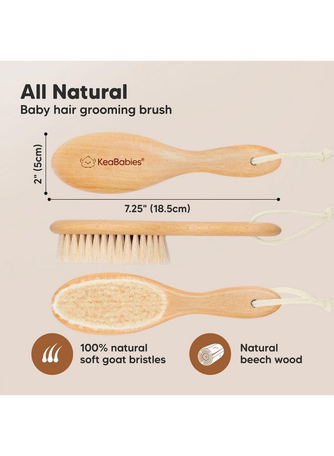 KeaBabies Baby Hair Brush - Baby Brush With Soft Goat Bristles, Cradle Cap Brush, Perfect Scalp Grooming Product For Infant, Toddler, Kids, Newborns, Baby Girls, Boys (Walnut, Oval) - Image 2