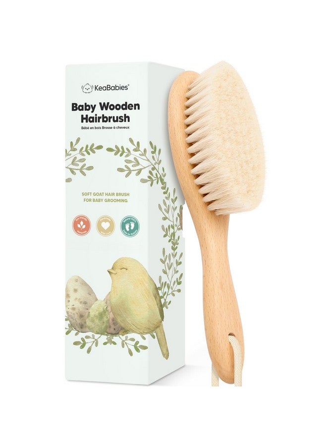 KeaBabies Baby Hair Brush - Baby Brush With Soft Goat Bristles, Cradle Cap Brush, Perfect Scalp Grooming Product For Infant, Toddler, Kids, Newborns, Baby Girls, Boys (Walnut, Oval) - Image 1