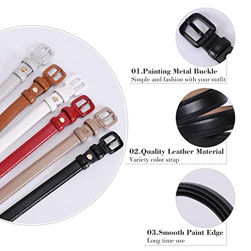 WHIPPY Women Skinny Leather Belt Thin Waist Jeans Belt for Pants in Pin Buckle Belt, Black, Pants Size 30-35 inches - Image 3
