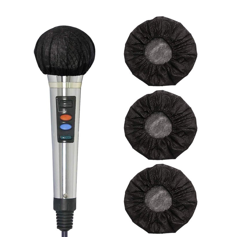 ONLYKXY Non-woven Handheld Microphone Cap case pads Universal Small Mic Covers Replacement WindScreen Protective for Recording Room KTV (Black) (100 PCS) - Image 2