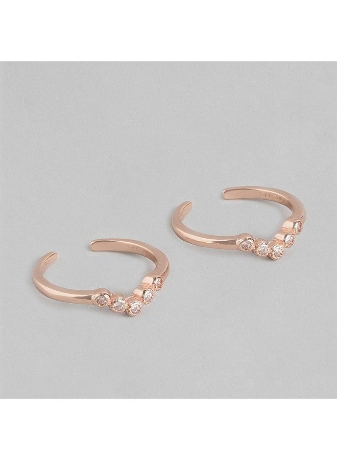 ZAVYA 925 Sterling Silver Cubic Zirconia Dreamy Wishbone Rose Gold Plated Adjustable Pair Toe Ring | Gift for Women | With Certificate and 925 Hallmark - Image 4