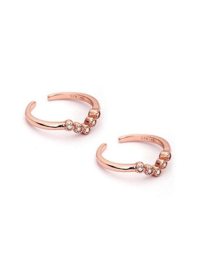ZAVYA 925 Sterling Silver Cubic Zirconia Dreamy Wishbone Rose Gold Plated Adjustable Pair Toe Ring | Gift for Women | With Certificate and 925 Hallmark - Image 1