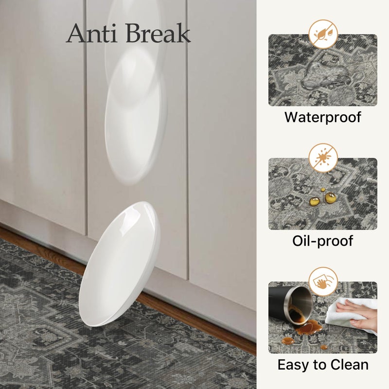 GENIMO Kitchen Mats for Floor 2PCs, Washable Anti Fatigue Mat for Cushioned, 17.3"x47"+17.3"x30", Waterproof Kitchen Rugs, Non Slip Comfort Standing Mat Rug for Home, Sink, Laundry, Dark Gray - Image 5