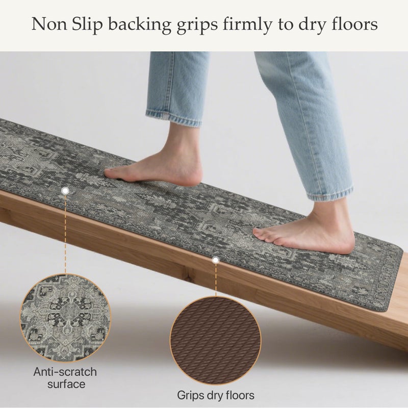 GENIMO Kitchen Mats for Floor 2PCs, Washable Anti Fatigue Mat for Cushioned, 17.3"x47"+17.3"x30", Waterproof Kitchen Rugs, Non Slip Comfort Standing Mat Rug for Home, Sink, Laundry, Dark Gray - Image 4