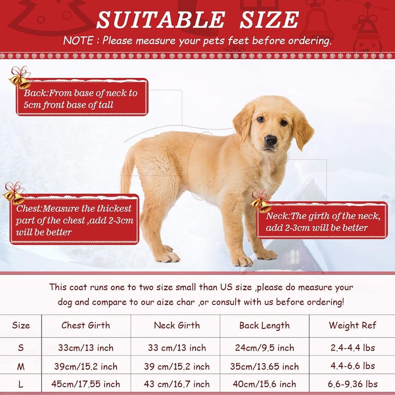Frienda 3 Pieces Pet Dog Clothes Christmas Knitwear Fleece Warm Dog Hoodie Winter Dog Hoodie Sweater New Year Small Dog Jacket Hooded Puppy Coat Clothing Soft Thickening Pup Dogs Shirt for Dogs, Red (Small) - Image 2