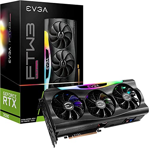 EVGA GeForce RTX 3090 FTW3 Ultra Gaming، 24GB GDDR6X، 10496 نواة CUDA، 1800MHz ساعة تعزيز، 3x مروحة، إضاءة LED ARGB، لوحة خلفية معدنية، PCIe 4، HDMI، DisplayPort، متوافقة مع سطح المكتب - Image 1