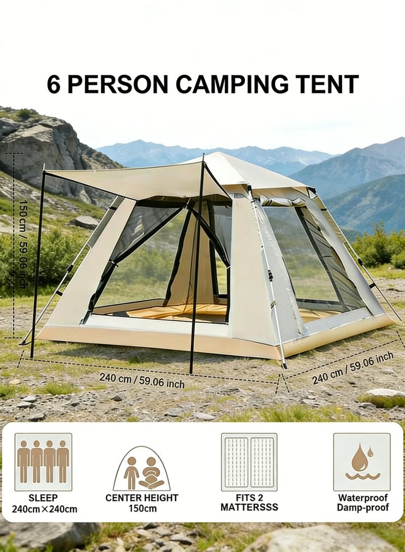 Baytvibes 6 Person Large Family Portable Camping Tent, Waterproof Windproof UV Sun Protection Durable Oxford Cloth, Ideal For Family Outdoor Camping, Hiking And Travel Activities - Image 3