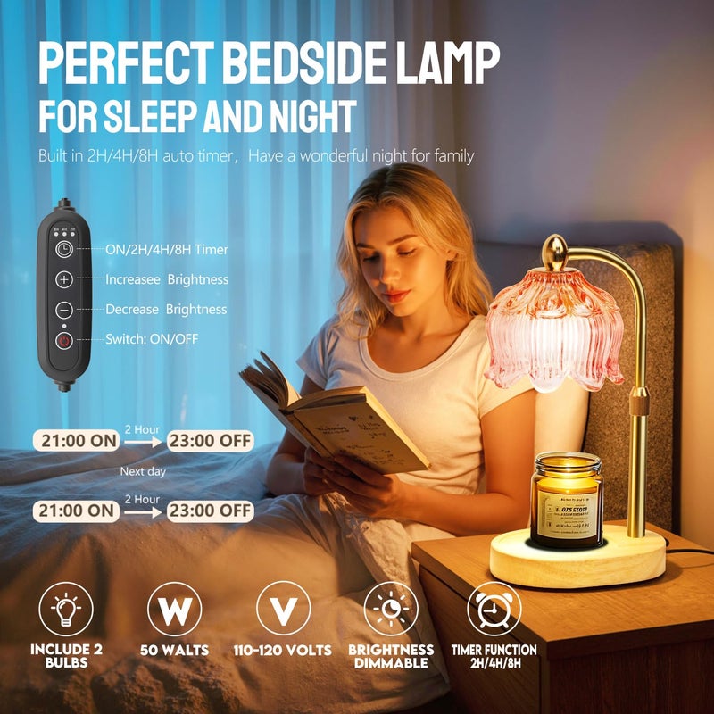 GEEZO Fragrance Candle Warmer Lampï¼ŒElectric Candle Warmer with Timer & Dimmerï¼ŒMom Christmas Birthday Gifts for Women, House Warming Gifts New Home Bedroom Decor - Image 4