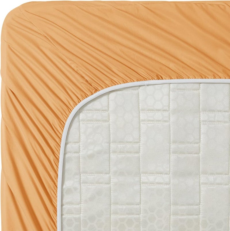 Clara Clark Bed Sheets, Premier 1800 Series 4 Piece Bed Sheet Set, Deep Pocket, Wrinkle, Fade, Stain Resistant, Luxury Soft Bedding Sheets & Pillowcases, Full, Apricot Orange - Image 4