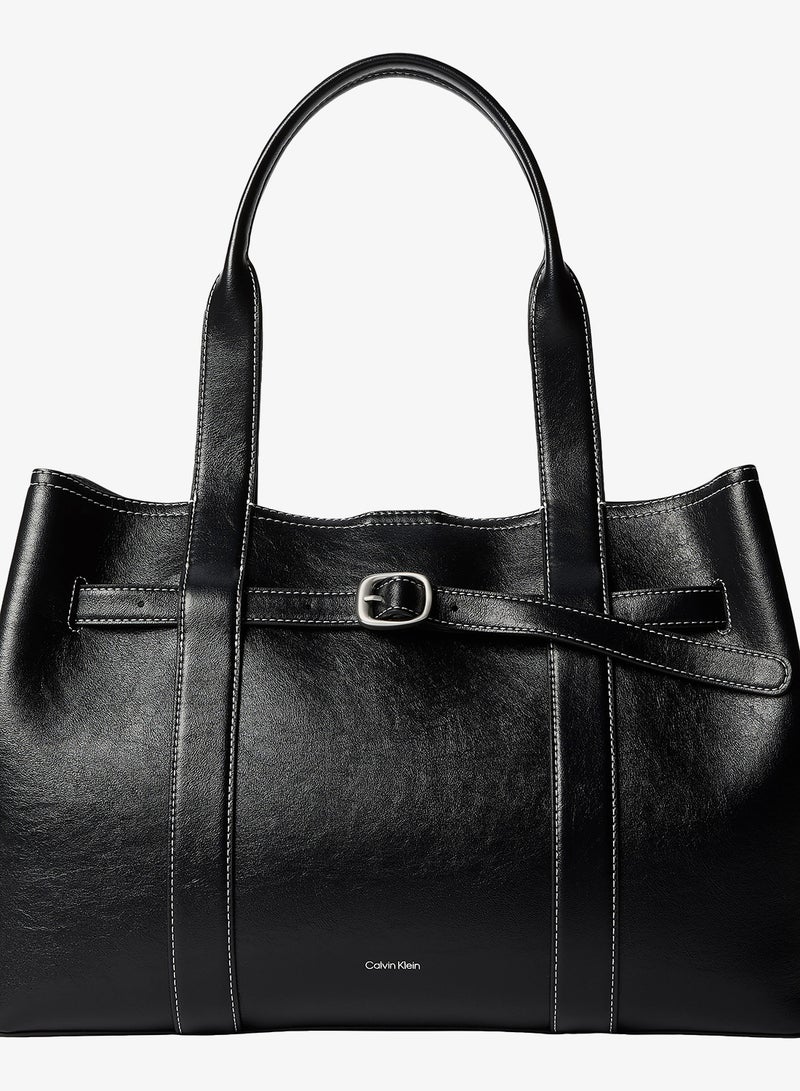 CALVIN KLEIN Buckle Metallic Logo Tote Bag - Image 1