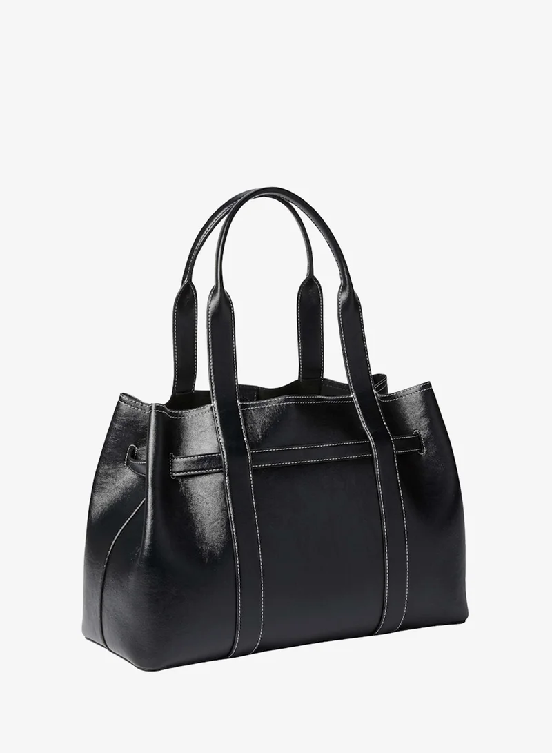 Calvin Klein Buckle Metallic Logo Tote Bag