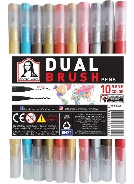Mona Lisa - Dual Fineliner + Brush 10 Color Set - Image 1