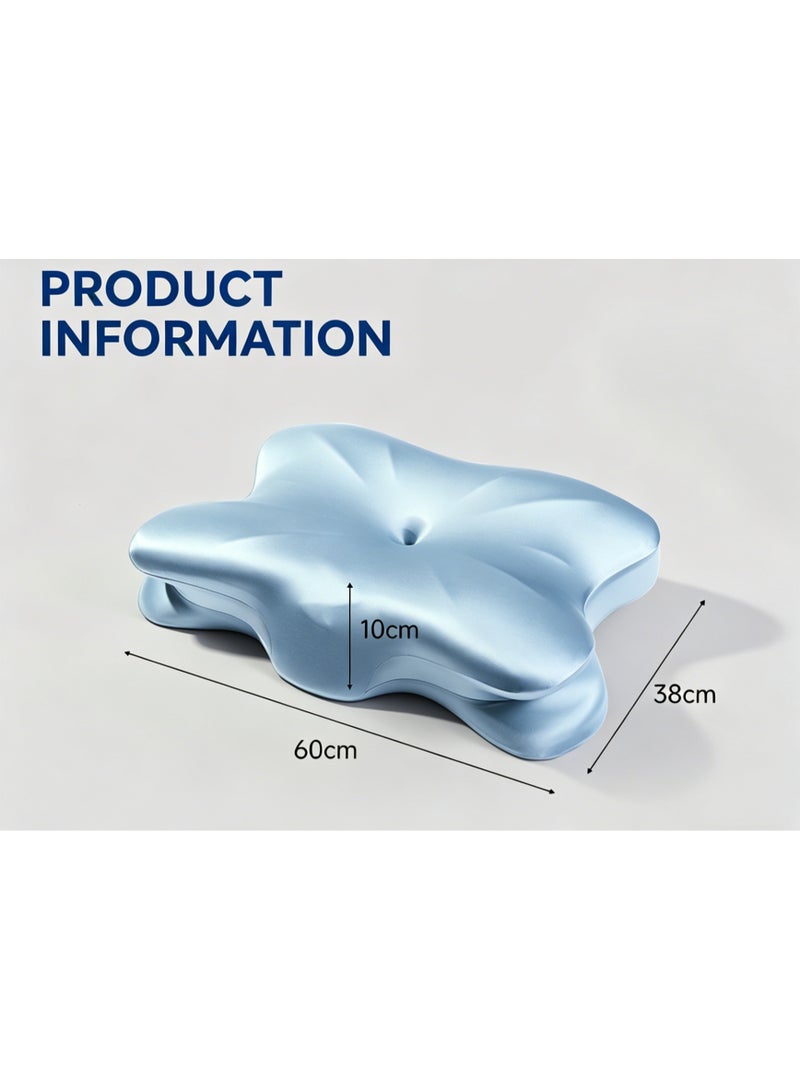 Adult Ergonomic Memory Pillow, Slow Rebound Memory Foam Neck Protection, Light Blue - Image 5