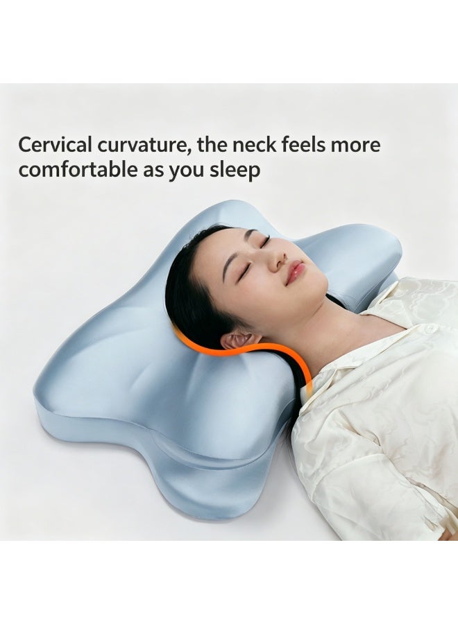 Adult Ergonomic Memory Pillow, Slow Rebound Memory Foam Neck Protection, Light Blue - Image 3