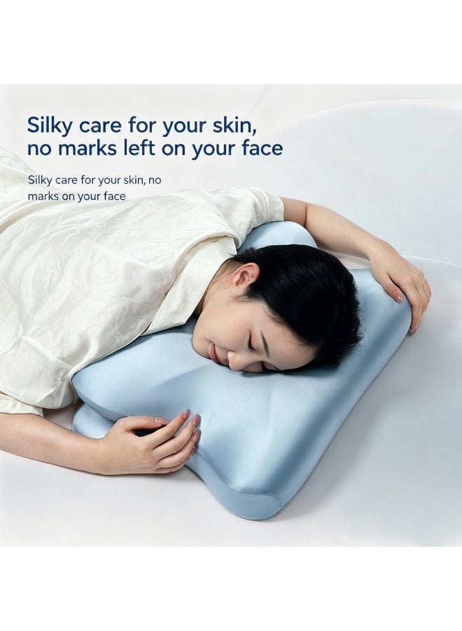 Adult Ergonomic Memory Pillow, Slow Rebound Memory Foam Neck Protection, Light Blue - Image 4