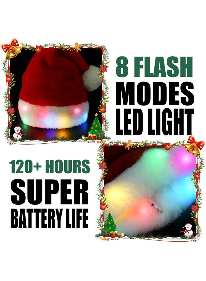 RELPOM RELPOM Santa Hat Kids, Light Up Christmas Hat, Fluffy Fur Santa Claus Hat With LED Lights, Red VelvetSanta Hat For Boys Girls - Image 2