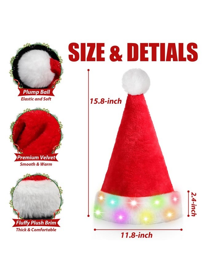RELPOM RELPOM Santa Hat Kids, Light Up Christmas Hat, Fluffy Fur Santa Claus Hat With LED Lights, Red VelvetSanta Hat For Boys Girls - Image 4