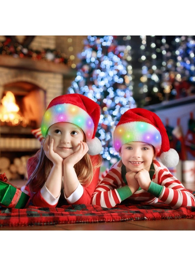 RELPOM RELPOM Santa Hat Kids, Light Up Christmas Hat, Fluffy Fur Santa Claus Hat With LED Lights, Red VelvetSanta Hat For Boys Girls - Image 5