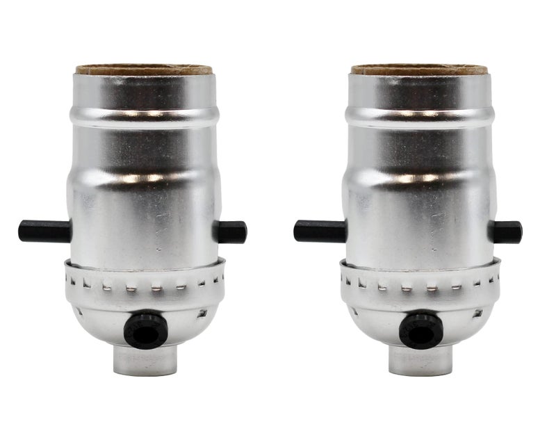 Creative Hobbies Silver Push Thru On/Off Lamp Sockets - Medium Base, Side Outlet Cap | Pack of 2 - Image 1
