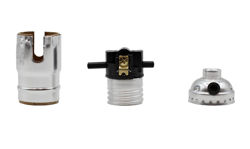 Creative Hobbies Silver Push Thru On/Off Lamp Sockets - Medium Base, Side Outlet Cap | Pack of 2 - Image 3
