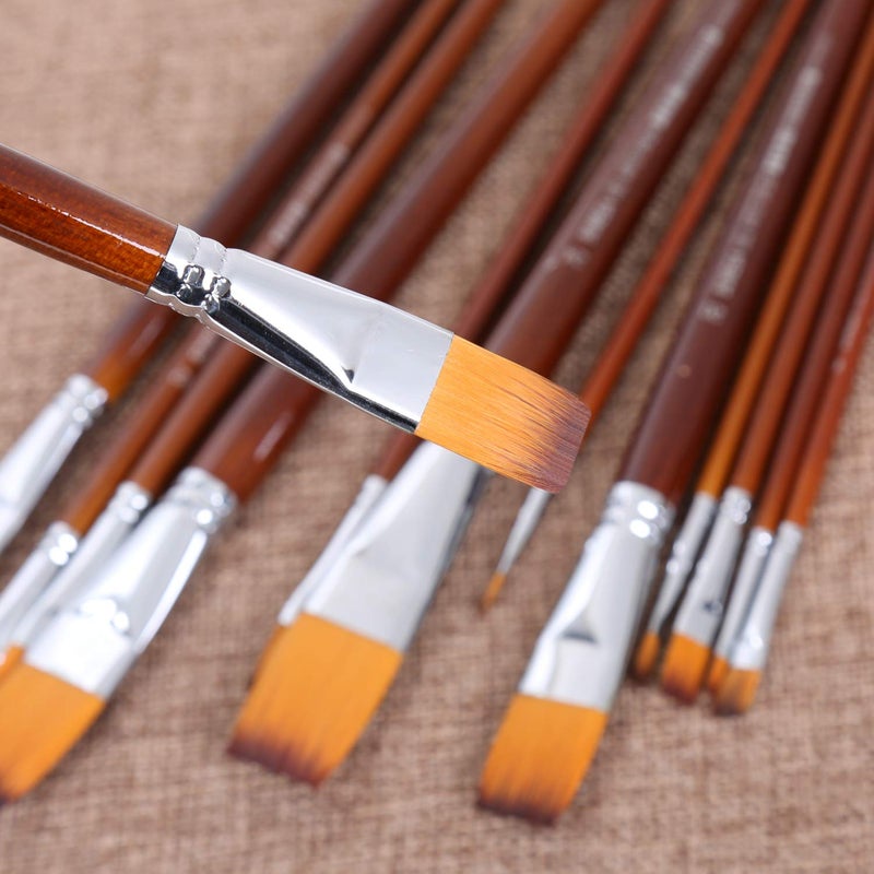 BOSOBO Watercolor Paint Brushes Set 13pcs Professional Flat Tip Wood Handle Nylon Hair Artist Paintbrushes for Watercolor Acrylic Ink Gouache Oil Tempera Canvas Painting Face Body Art Model Craft - Image 5