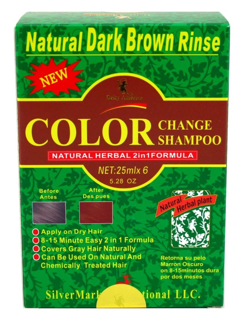 Deity Shampoo Color Change Kit Natural Herbal 2N1 Dk Brwn 6 Pack