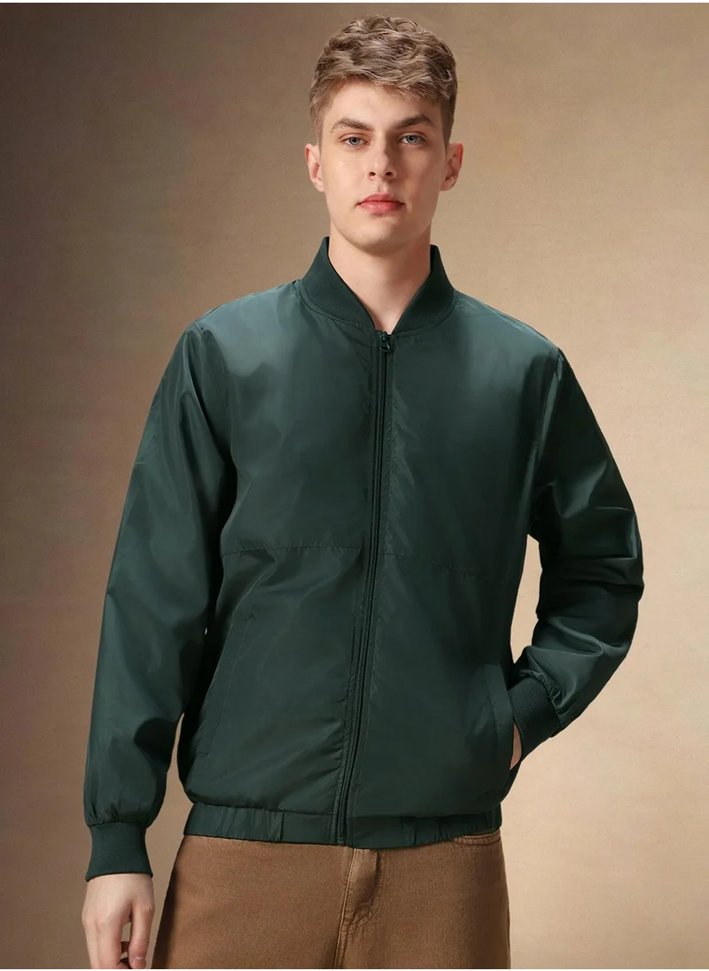 دينيس لينغو Men's Green 100% Polyester Solid Regular Fit Jacket