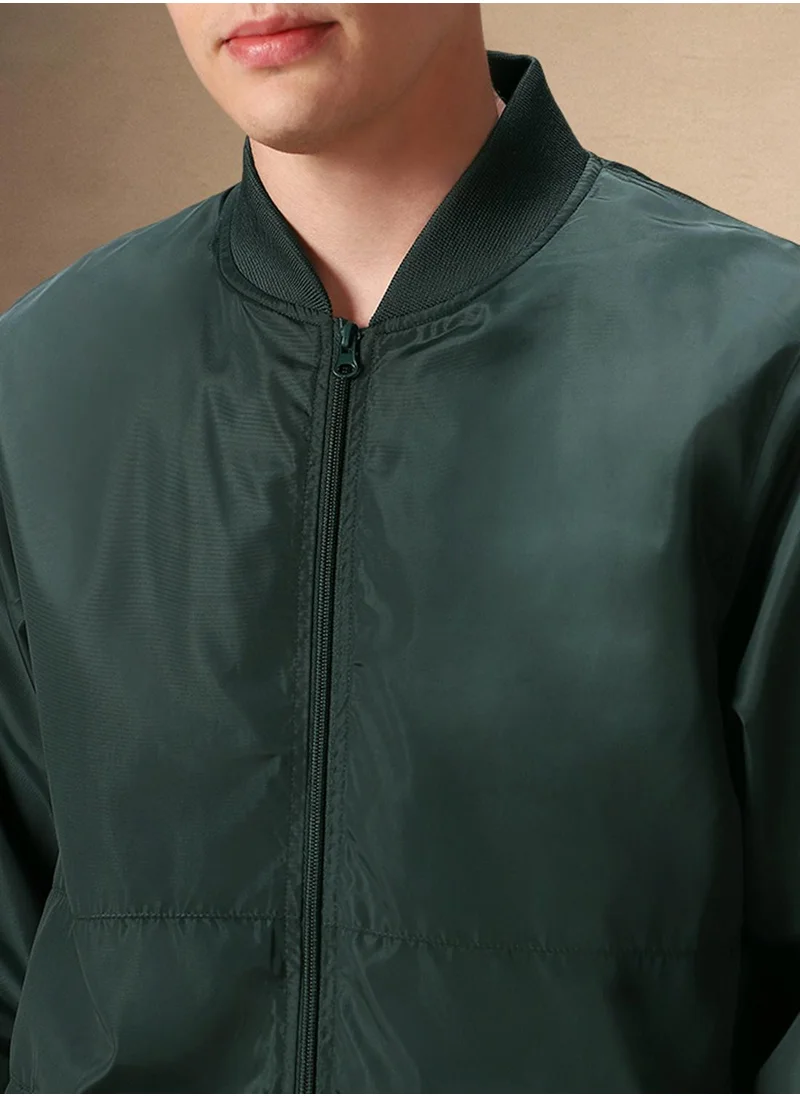 دينيس لينغو Men's Green 100% Polyester Solid Regular Fit Jacket
