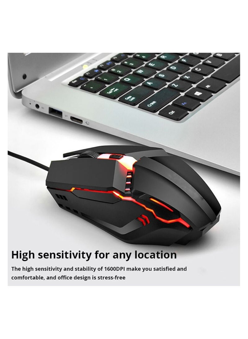 AROAQ Gaming Mouse Adjustable 1600DPI Wired USB Cable LED Optical Gamer Mouse for PC Computer Laptop - Image 2