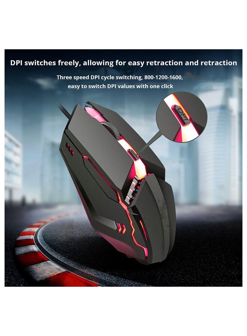 AROAQ Gaming Mouse Adjustable 1600DPI Wired USB Cable LED Optical Gamer Mouse for PC Computer Laptop - Image 3