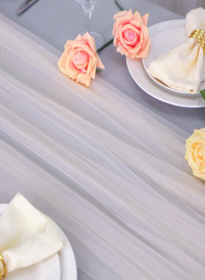 Snowkingdom White Ivory Cheesecloth Table Runner 10FT, Sheer Tulle Boho Cheese Cloth Gauze, Rustic Elegant Decor for Wedding Baby Shower Holiday Dining - Image 3