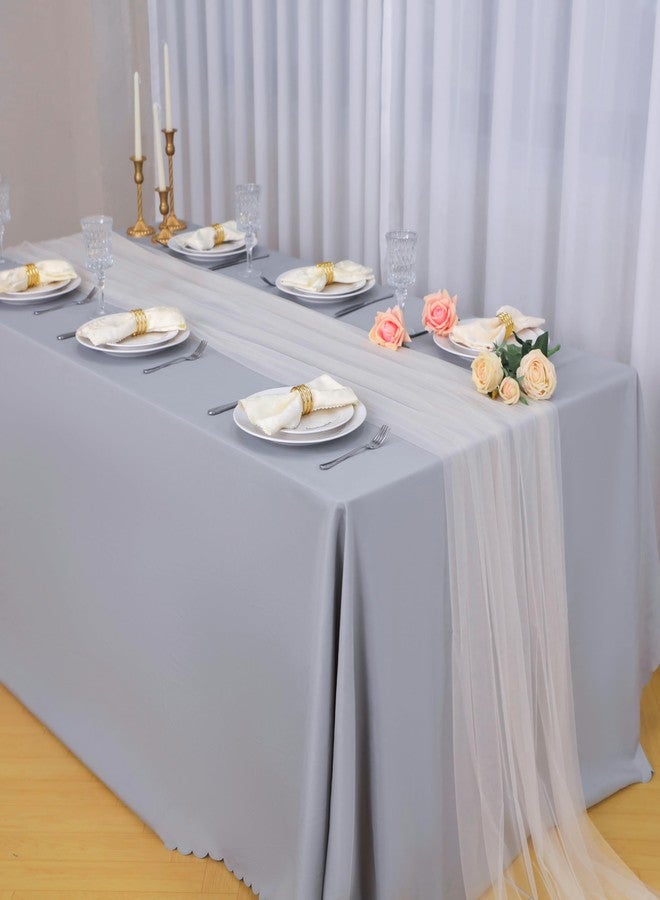 Snowkingdom White Ivory Cheesecloth Table Runner 10FT, Sheer Tulle Boho Cheese Cloth Gauze, Rustic Elegant Decor for Wedding Baby Shower Holiday Dining - Image 5