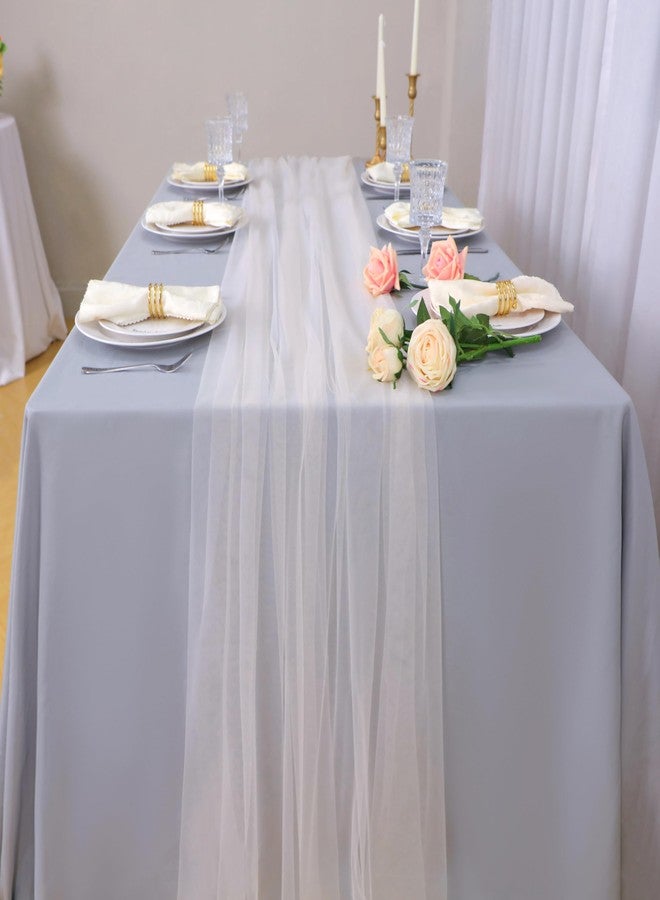 Snowkingdom White Ivory Cheesecloth Table Runner 10FT, Sheer Tulle Boho Cheese Cloth Gauze, Rustic Elegant Decor for Wedding Baby Shower Holiday Dining - Image 4