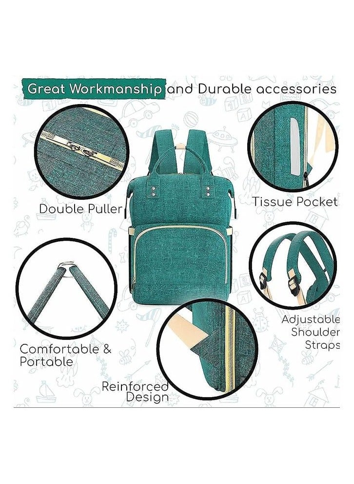 Backpack for Baby Supplies - Multi-Use Green Diaper Bag  - Image 5